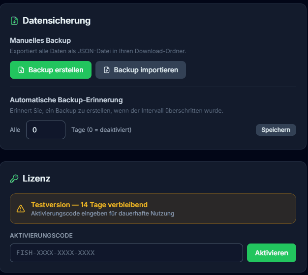 Backup & Lizenz